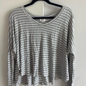 Soft Tee White & Grey Striped Size XS, would fit Small